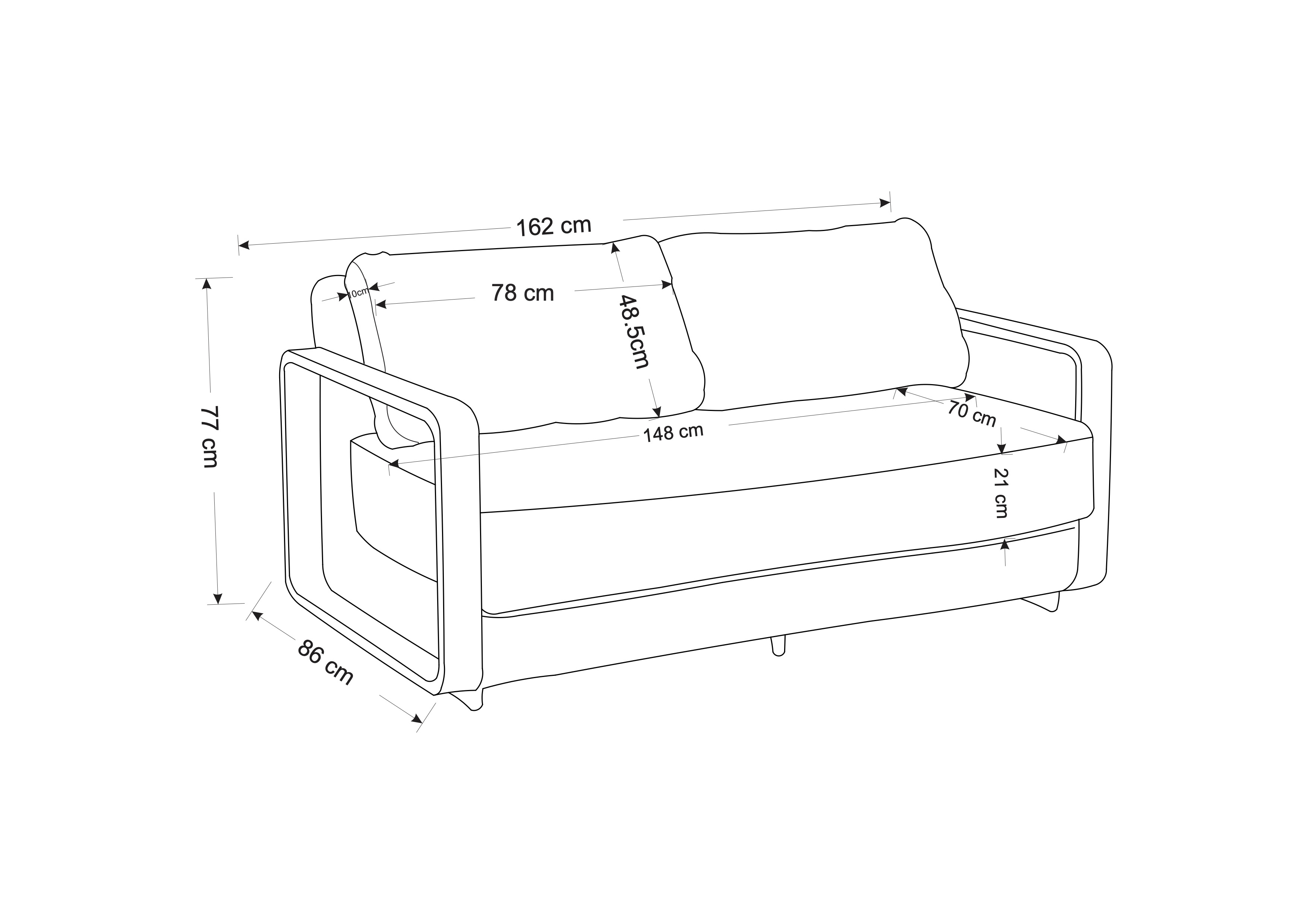Kora 2 Seat Casual Lounge Set dimensions